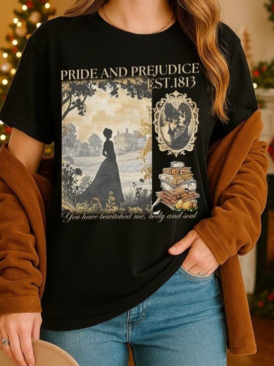 Unbranded Tops - Classic Romance Novel T-shirt, Regency Era Book Lover Tee